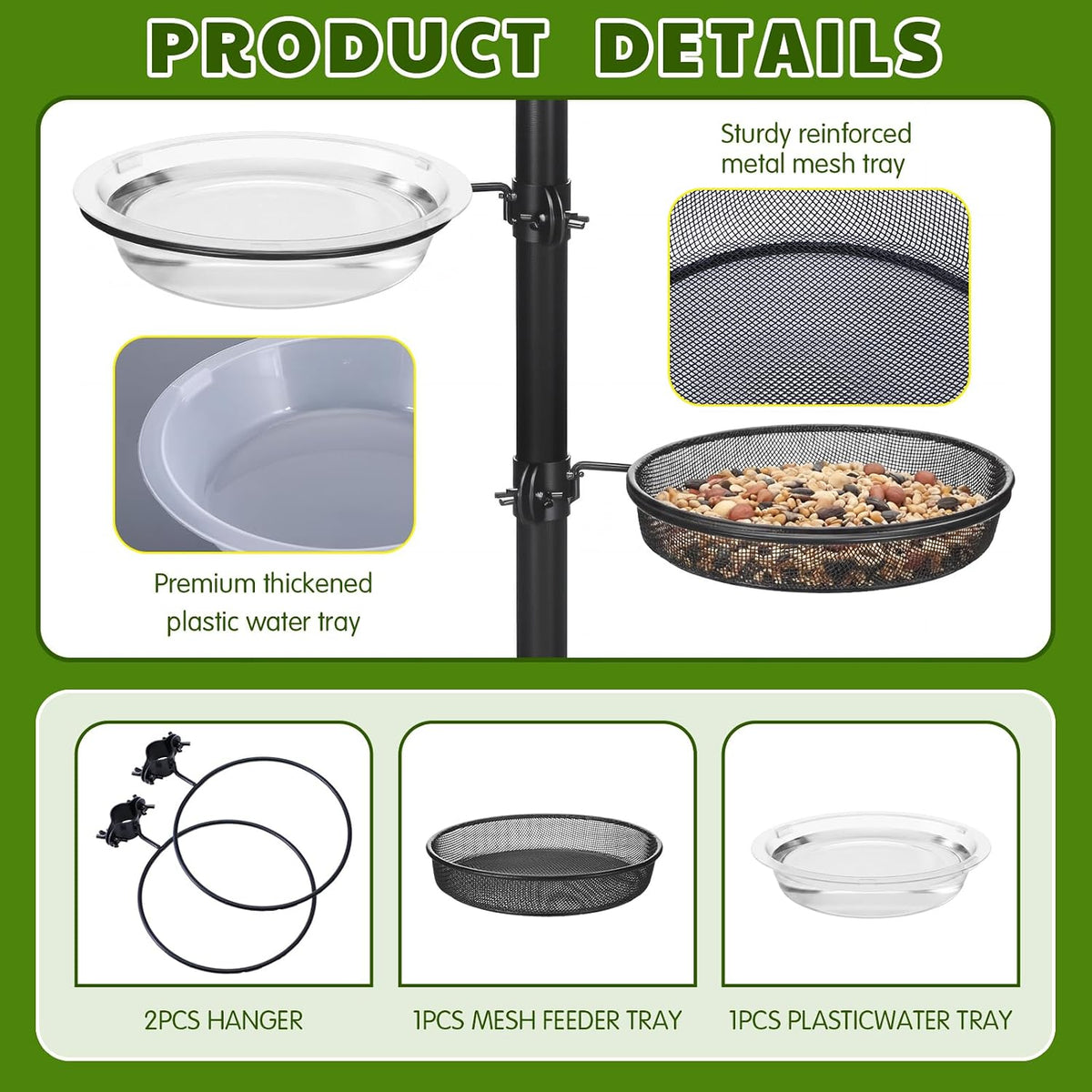 lemonroad 2 pack mesh and plastic tray seed, close-up detail