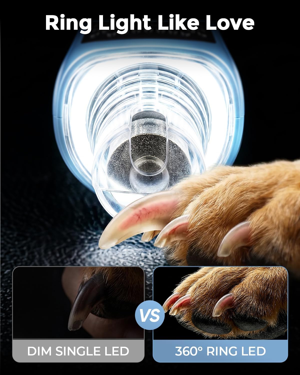 catpick 7-speed quiet dog & cat nail grinder, close-up detail