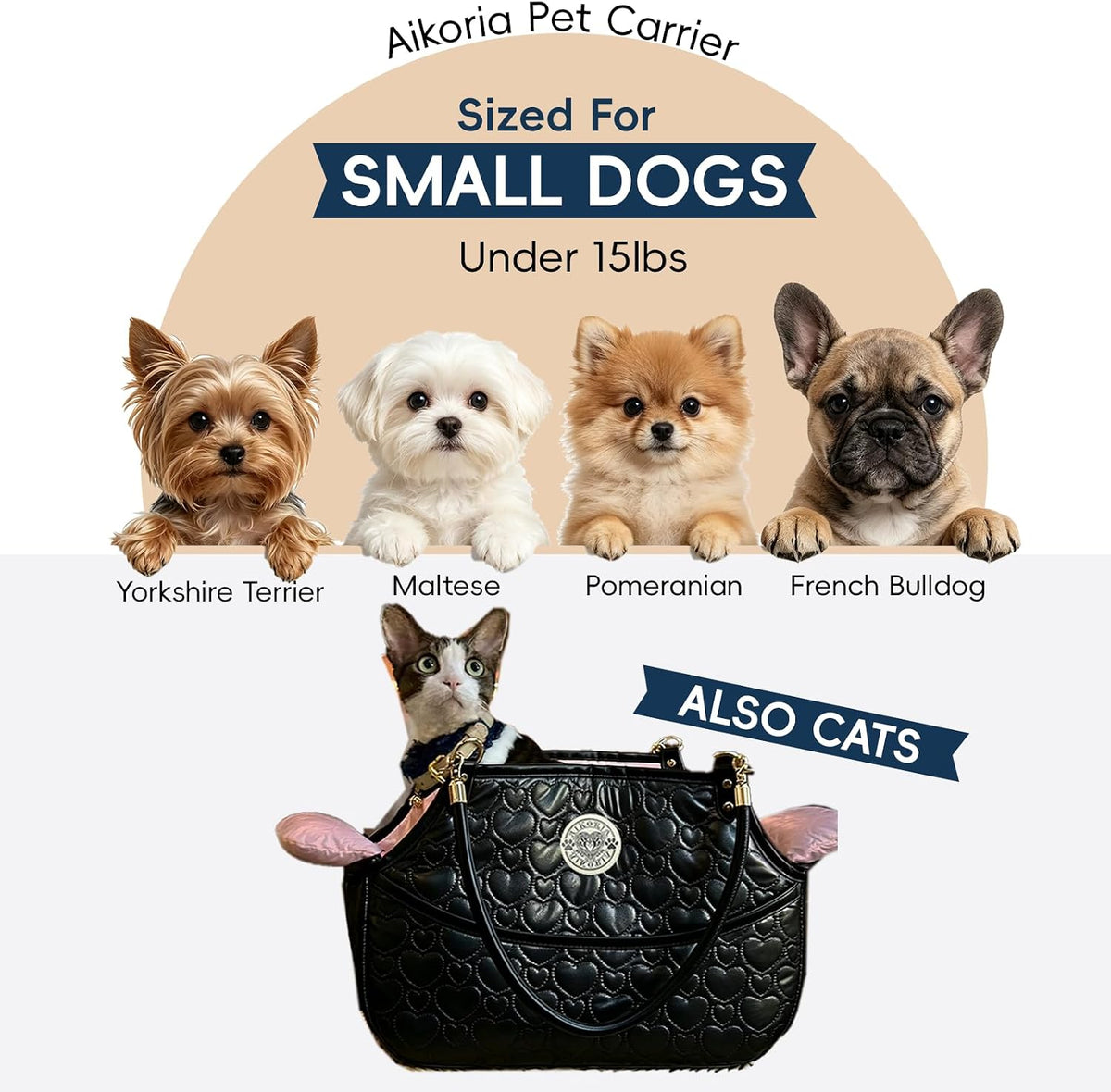 dog purse carrier for small dogs up to showing dimensions