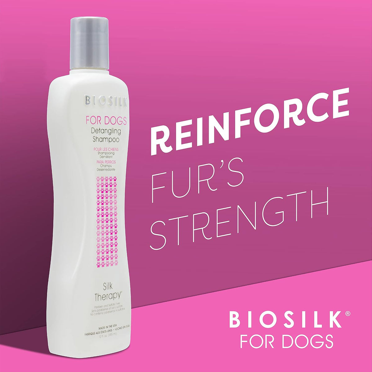 biosilk for dogs silk therapy detangling dog shampoo shown in use