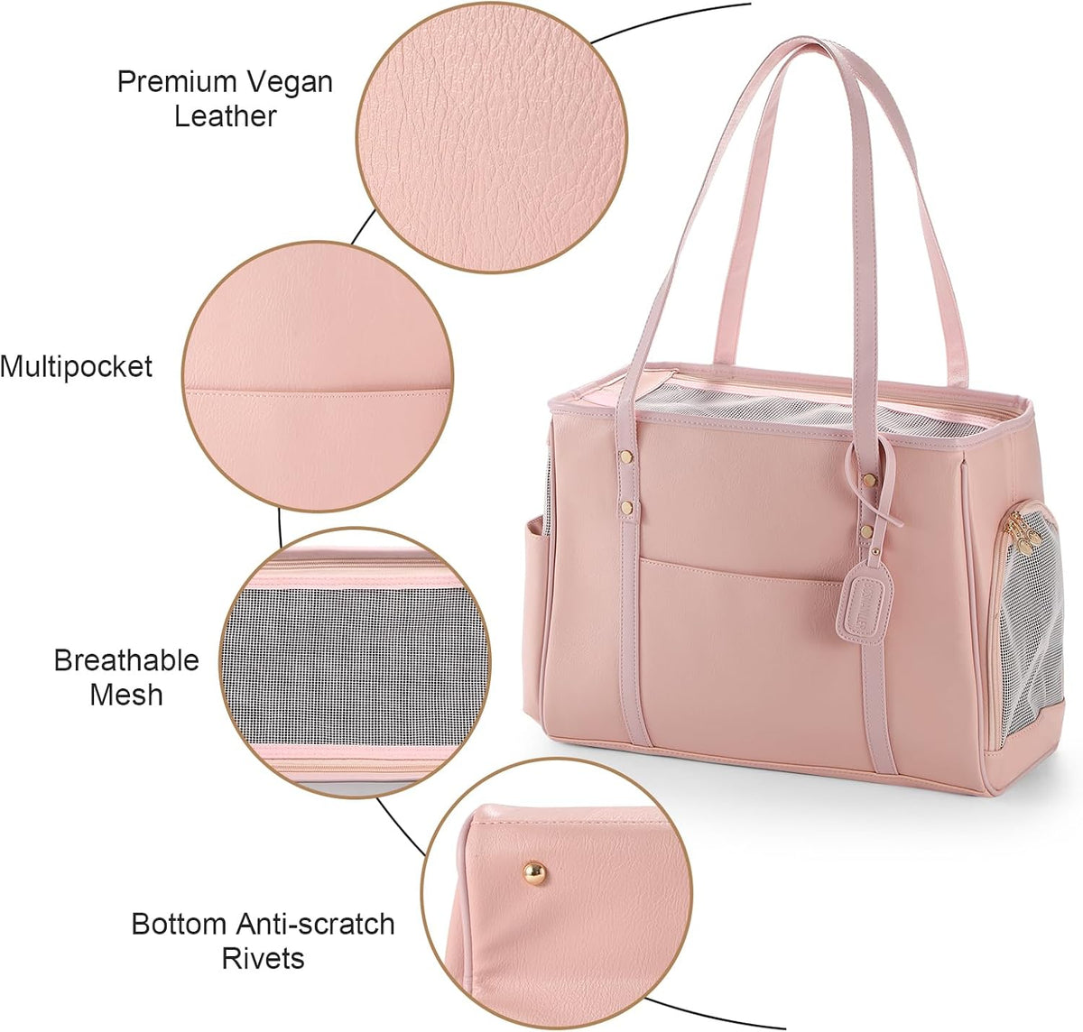 fashion dog carrier purse, premium leather cat carrier, side view