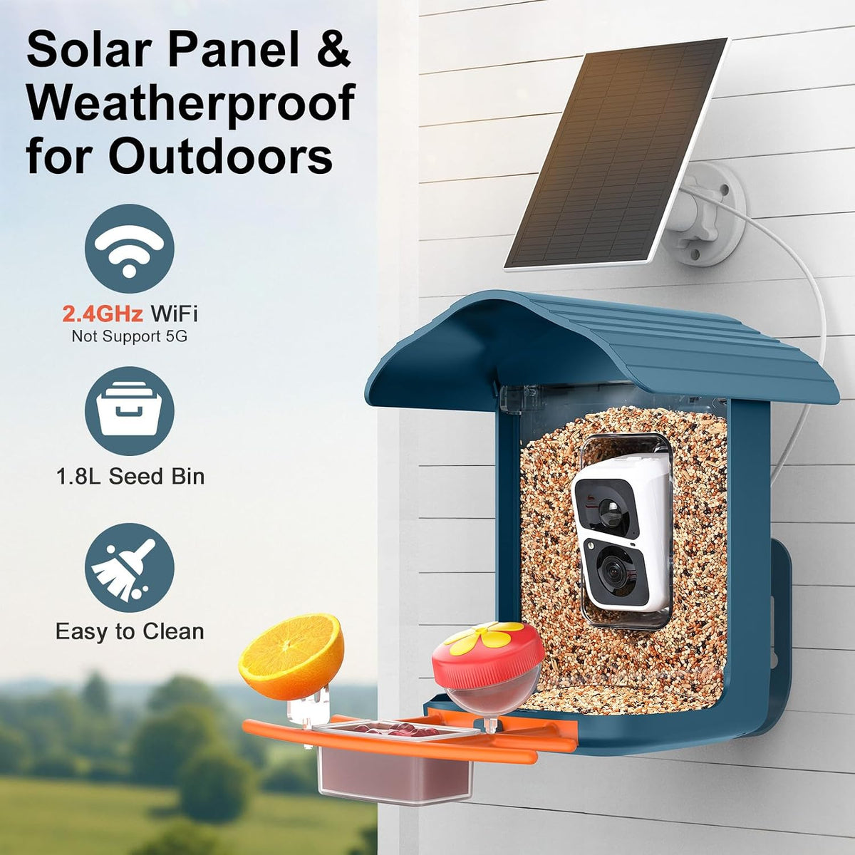 birdsnap® smart bird feeder with camera, solar powered, side view