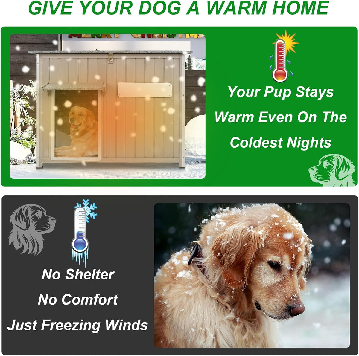 gowoodhut dog house outdoor weatherproof & wooden dog showing dimensions