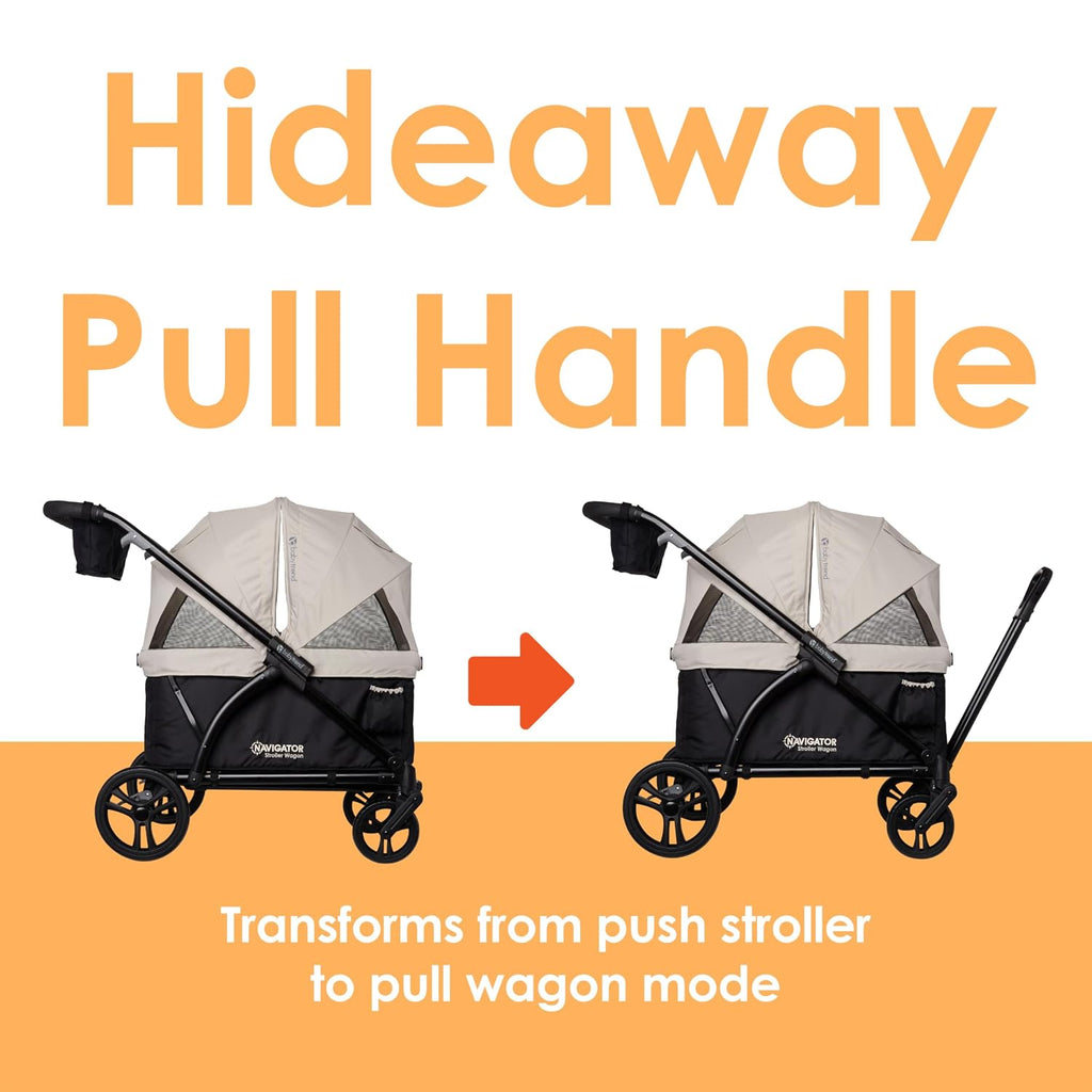 baby trend navigator 2-in-1 stroller wagon, desert tan, view 11