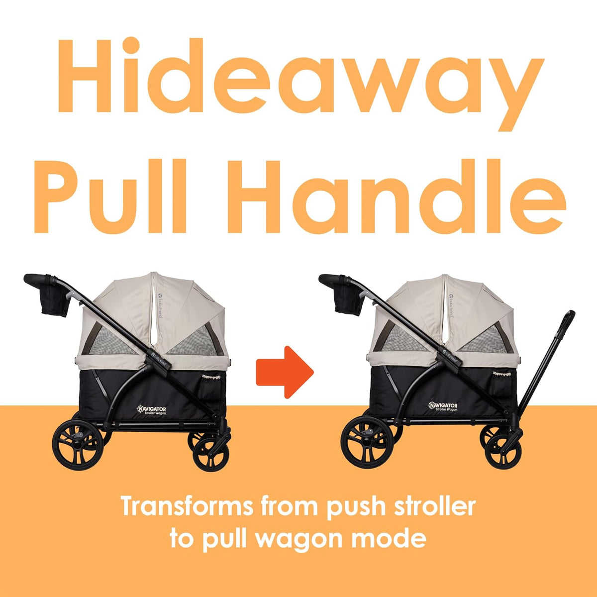 baby trend navigator 2-in-1 stroller wagon, desert tan, view 11