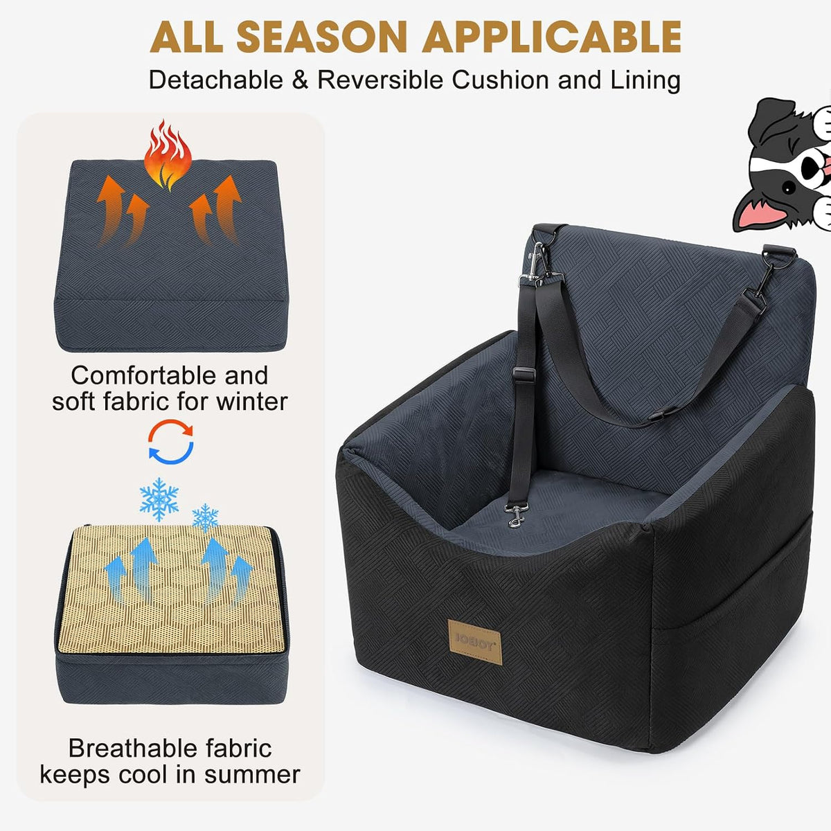 joejoy dog car seats for small medium dogs, close-up detail