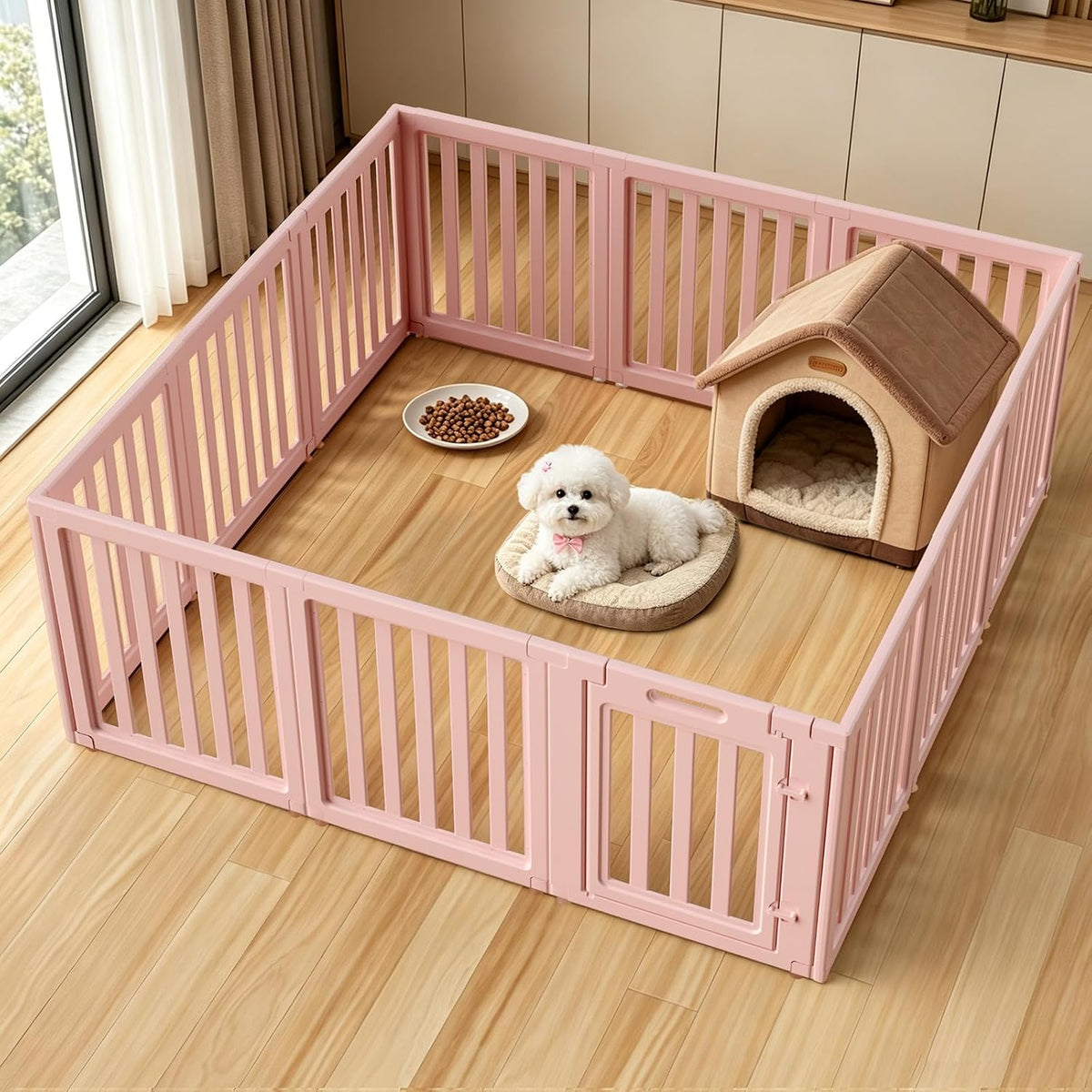 dog playpen indoor,puppy playpen,pink 23.6" h,12 panels, main product view