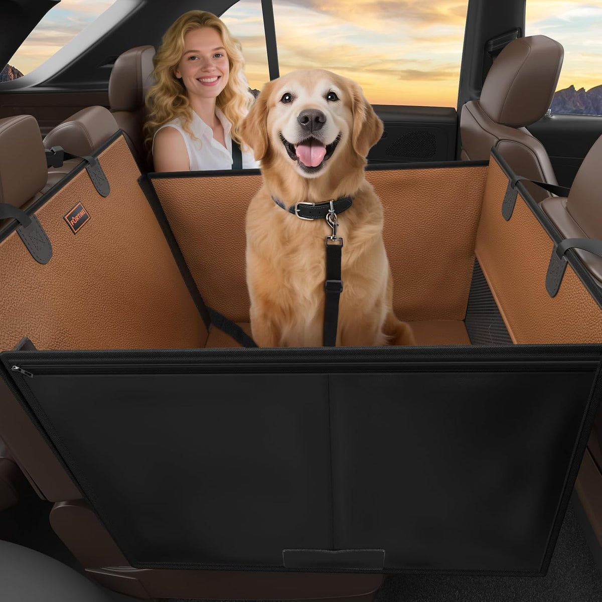 furtime large dog car seat, upgraded pu leather, main product view