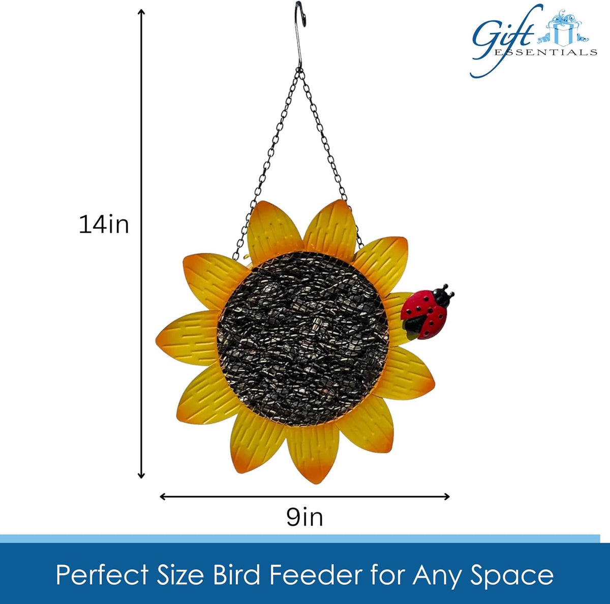 gift essentials sunflower metal mesh feeder - garden, side view