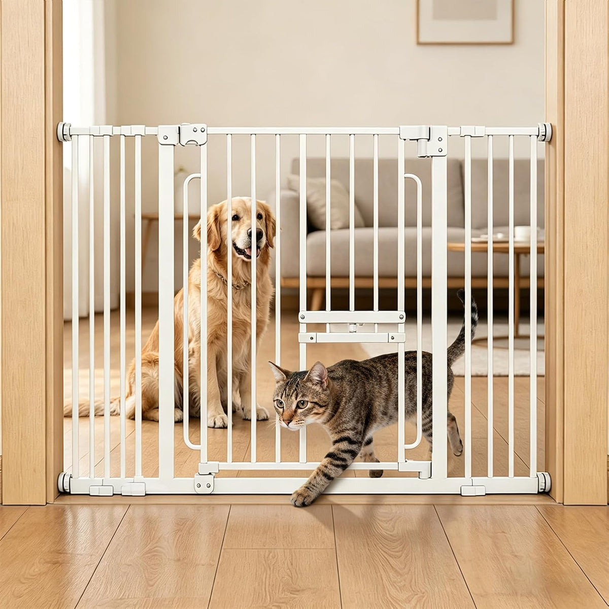 dog gate with adjustable cat door, 29.5-42.5 in, main product view