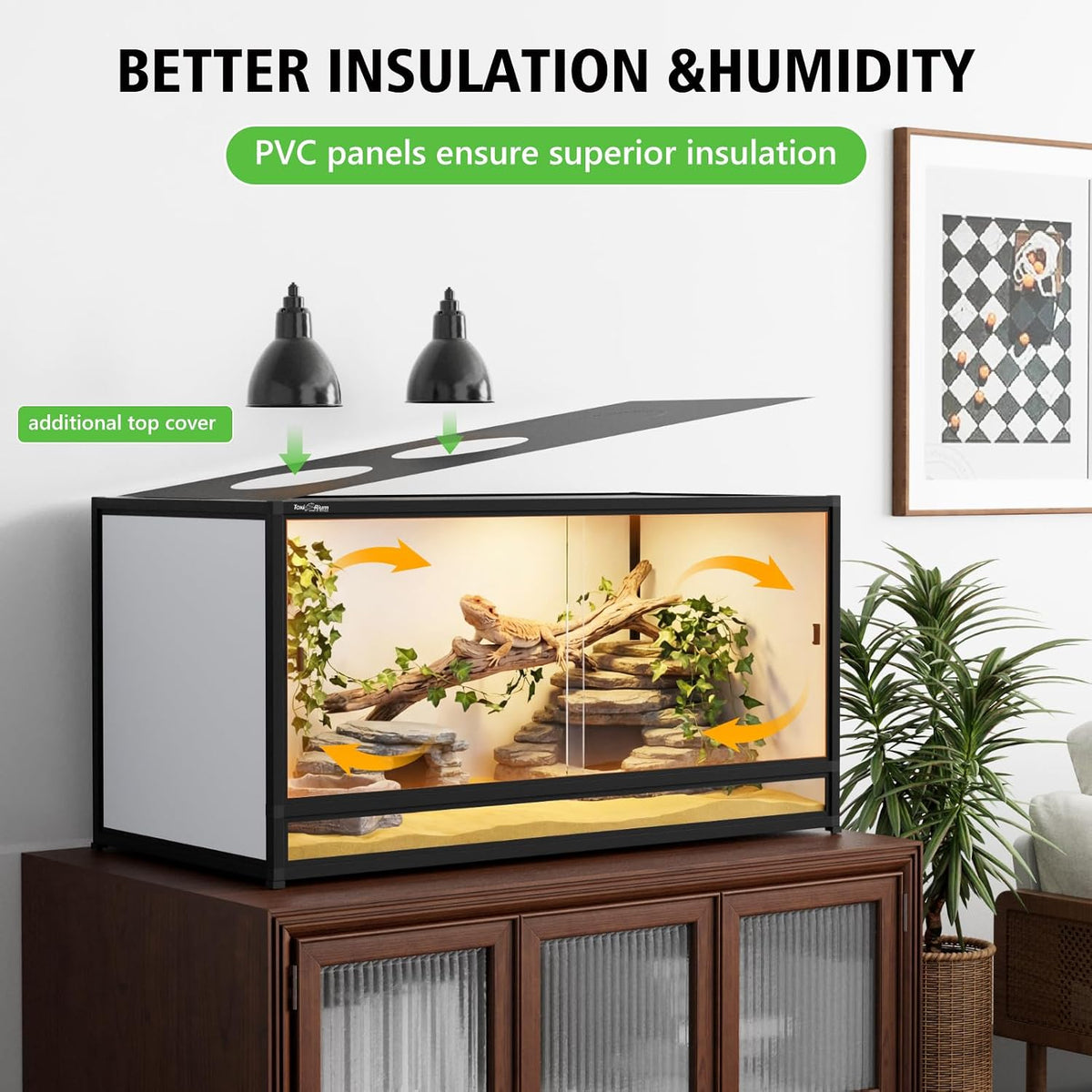 120 gallon pvc reptile enclosure 48"x24"x24" – large showing dimensions