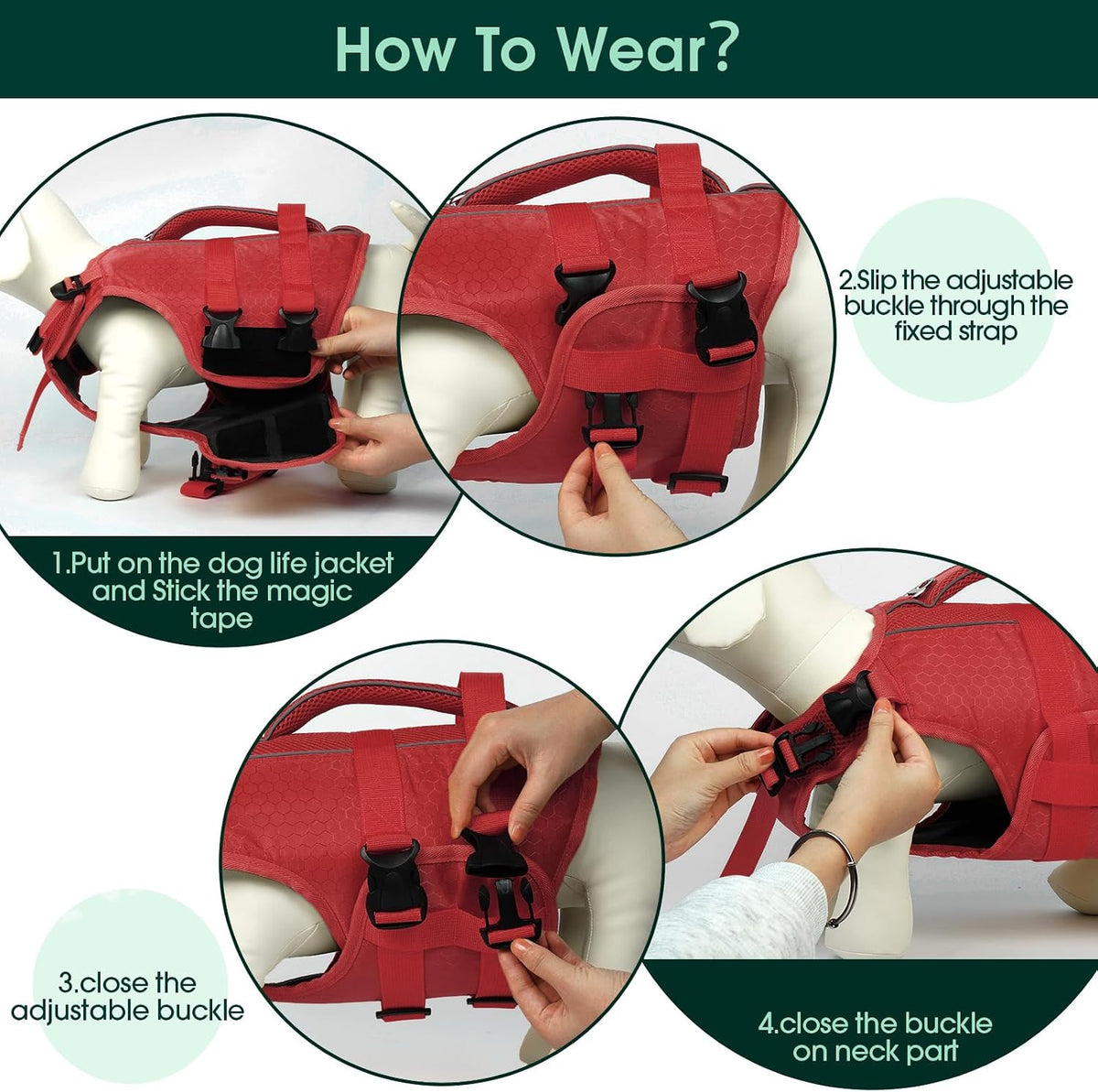 kuoser dog life jacket, high flotation reflective dog, package contents