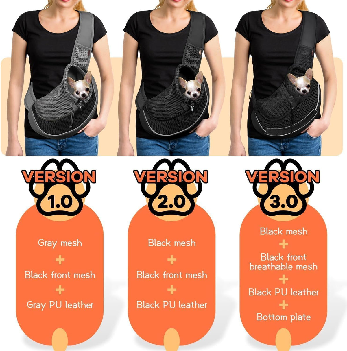 yudodo pet sling carrier for 10-15 lbs small shown in use