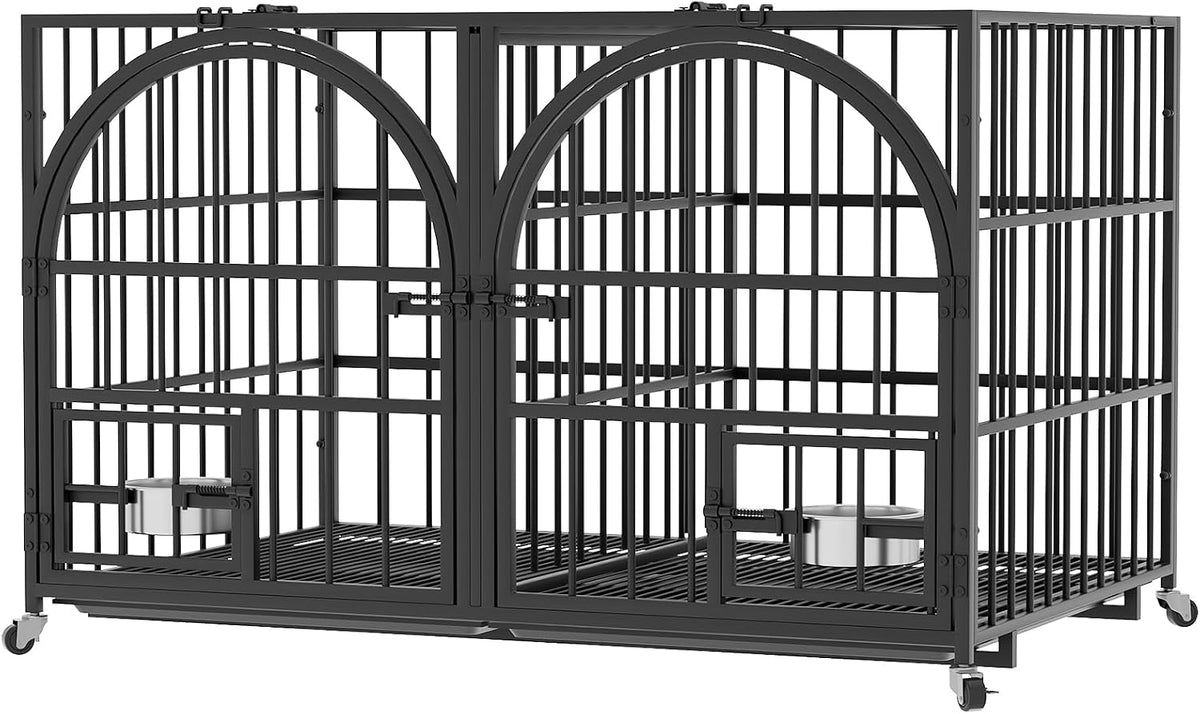 dosker 42" heavy duty metal dog crate cage, front angle view