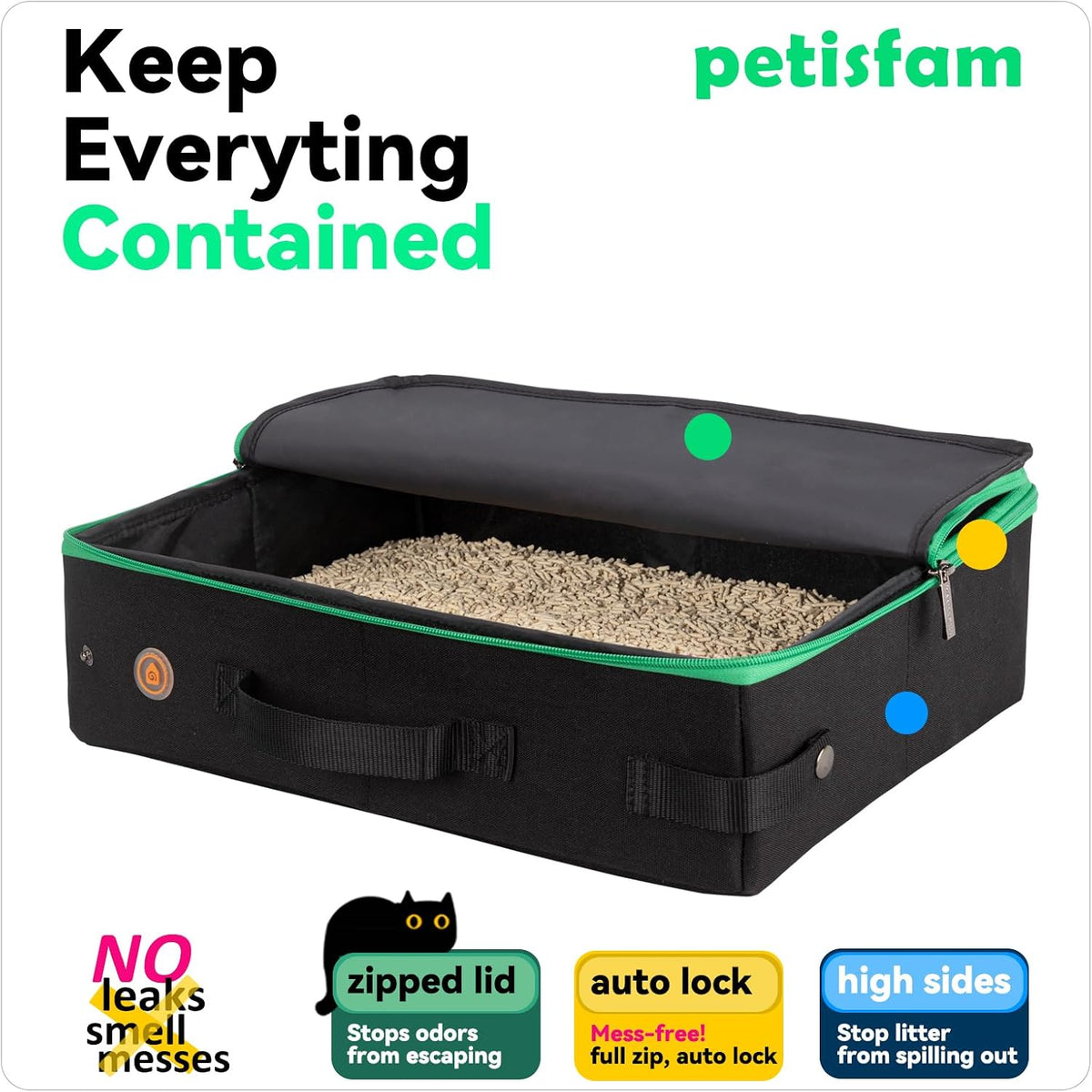 portable travel litter box for cats with lid, close-up detail