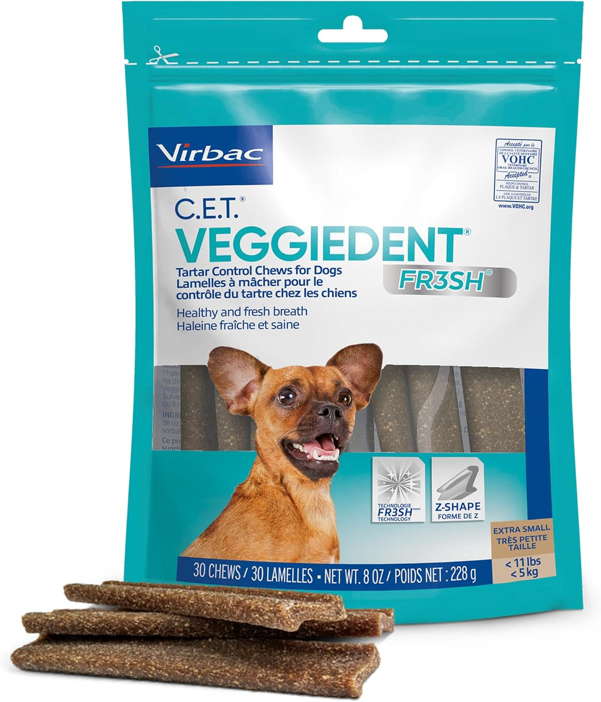 c.e.t. veggiedent fr3sh plaque and tartar control chews, main product view