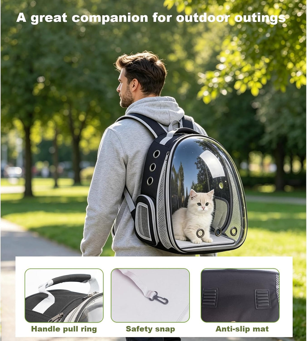 expandable pet backpack 14"×15"×16.5" cats dogs carrier bag, side view