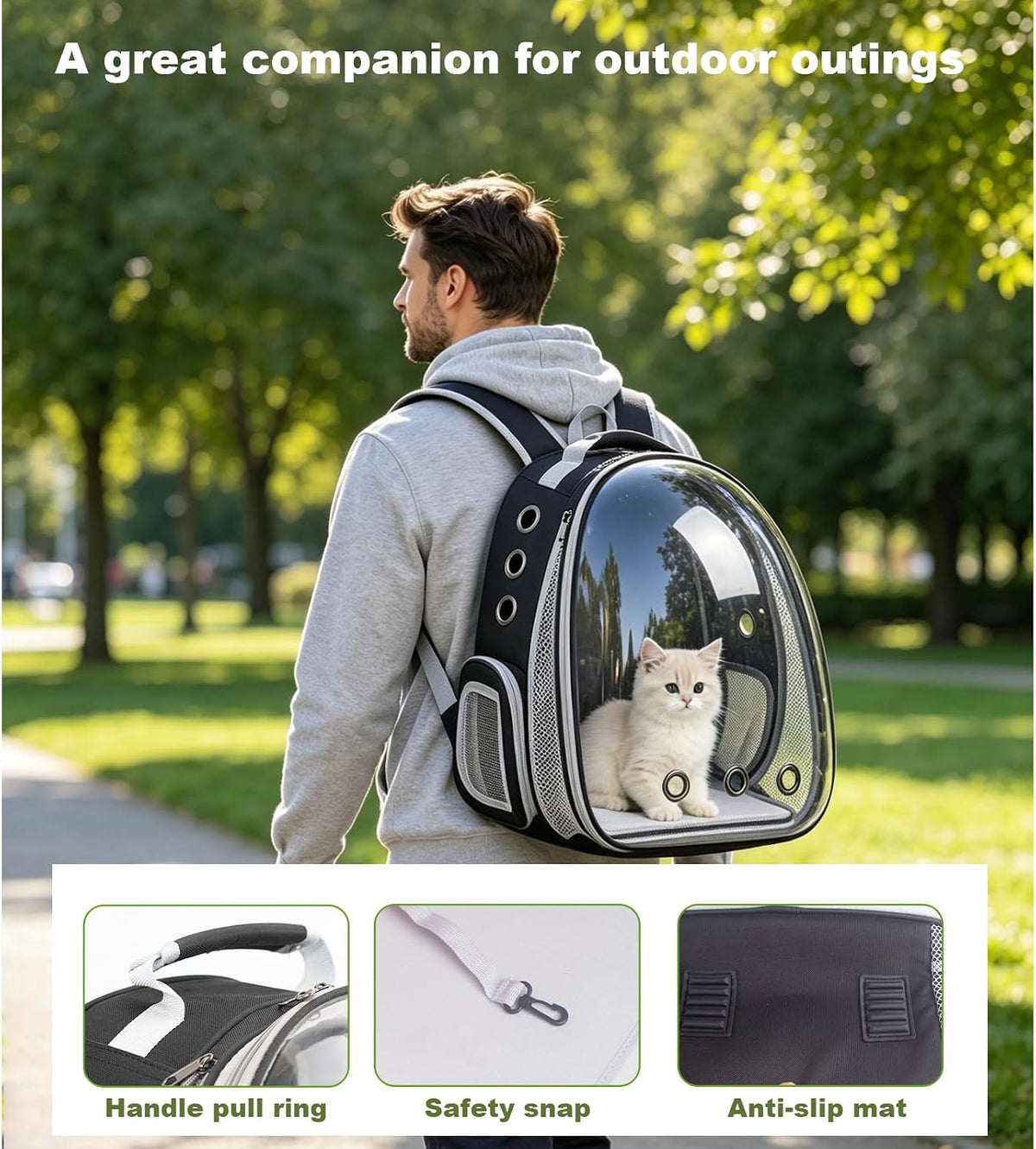 expandable pet backpack 14"×15"×16.5" cats dogs carrier bag, side view