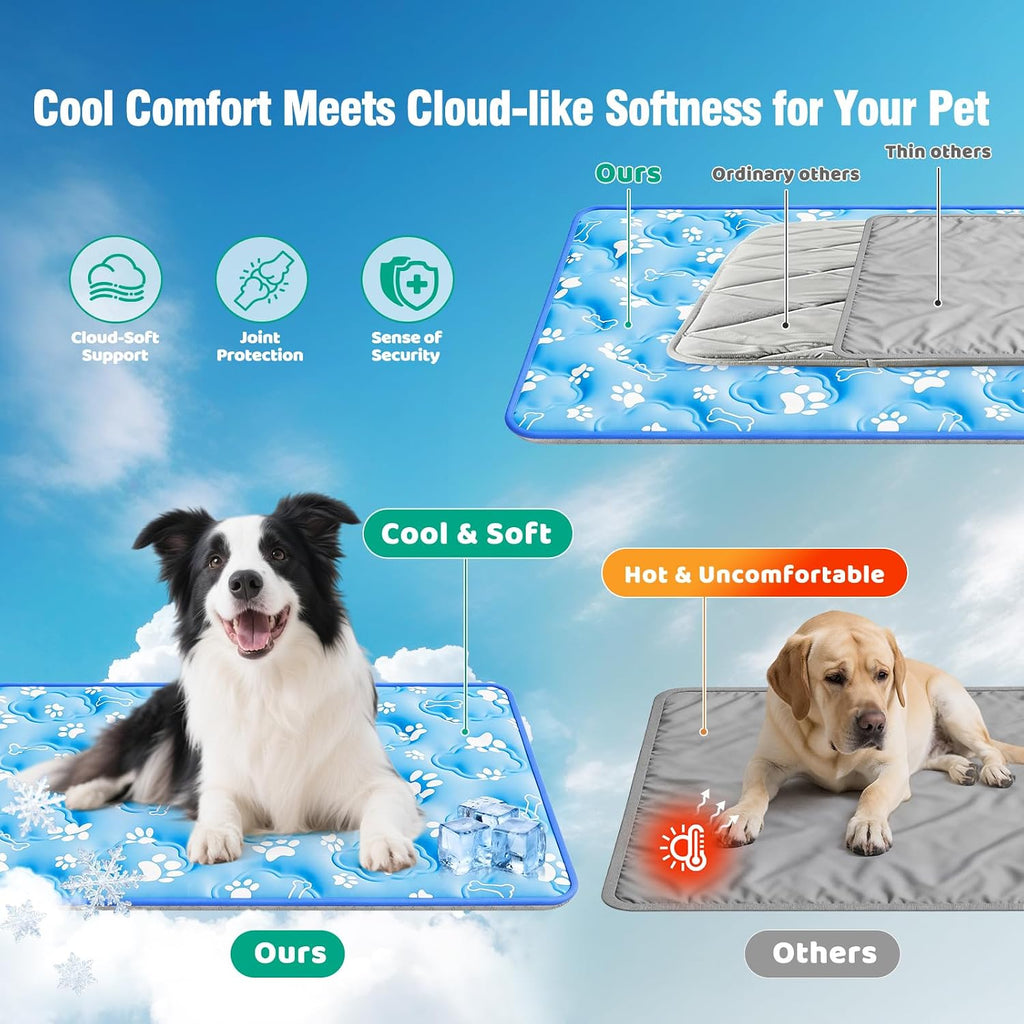 dog cooling mat, extra large cooling dog bed, front angle view