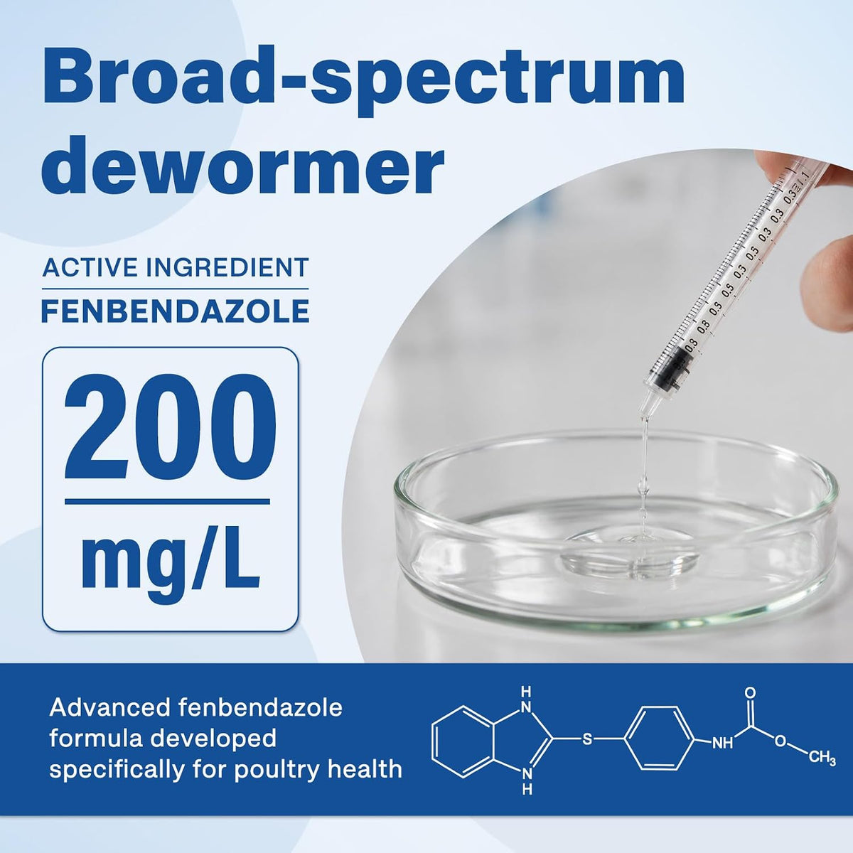 chicken dewormer – fenbendazole 20% (200 mg/ml) oral, close-up detail