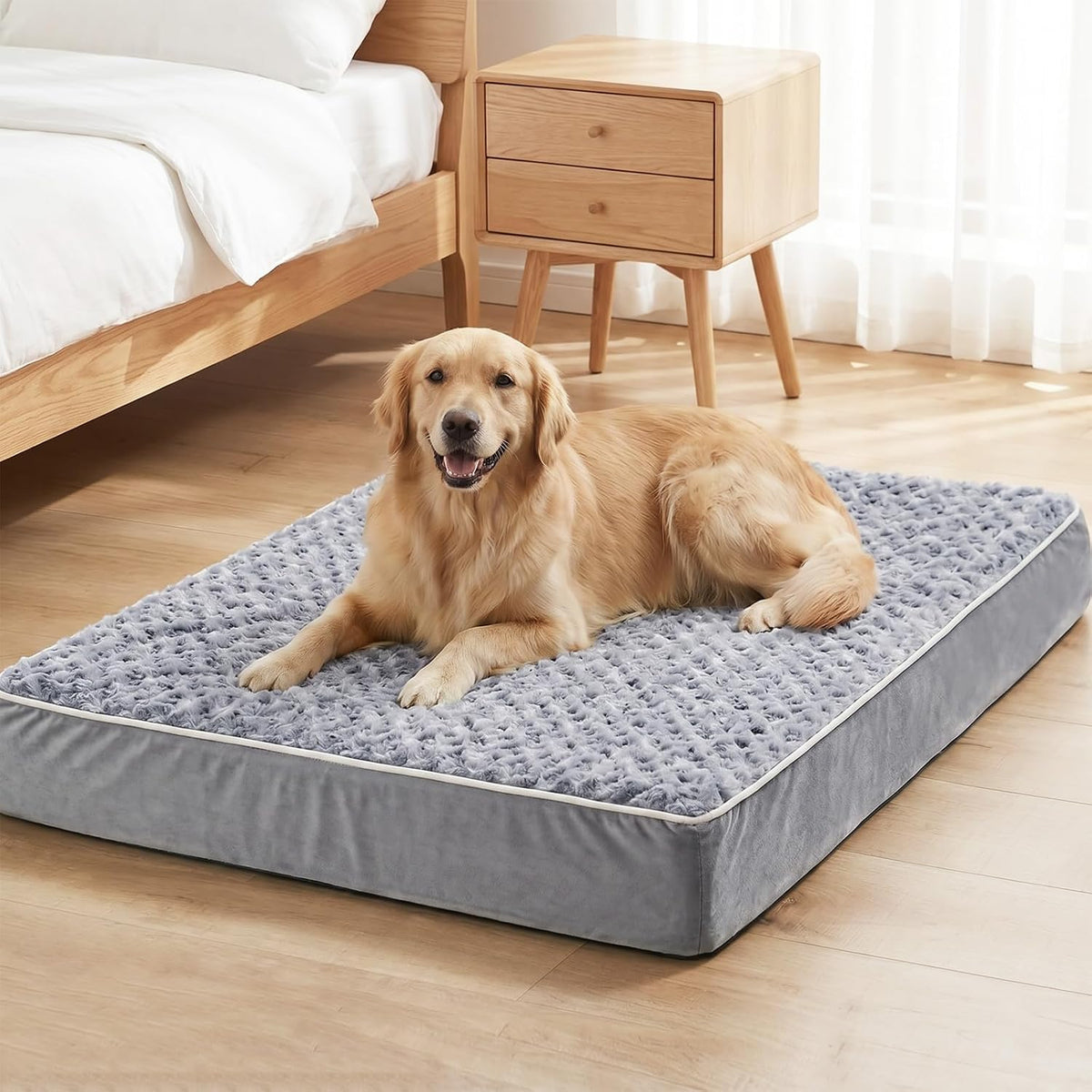 wnpethome orthopedic waterproof large dog crate bed for, front angle view