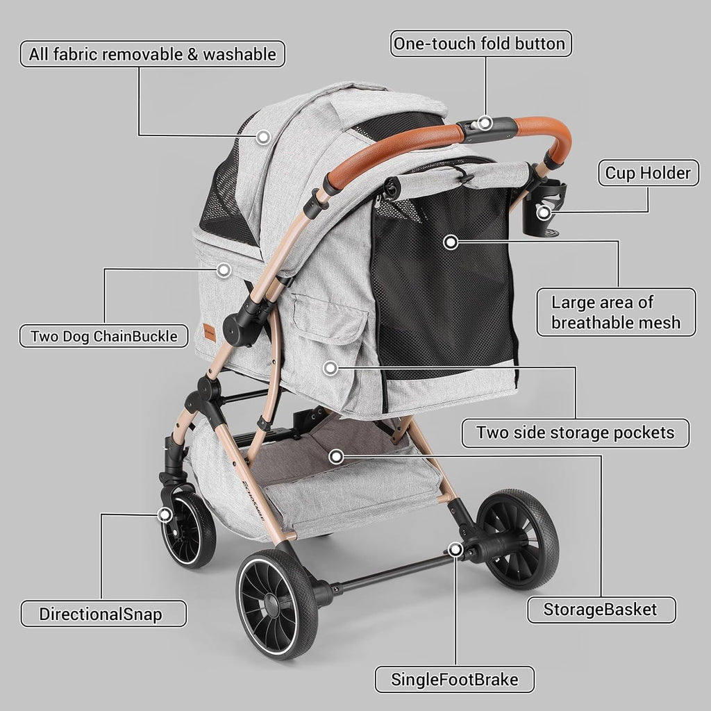 echosmile small medium dogs stroller 4-wheel pet strollers on a desk or shelf