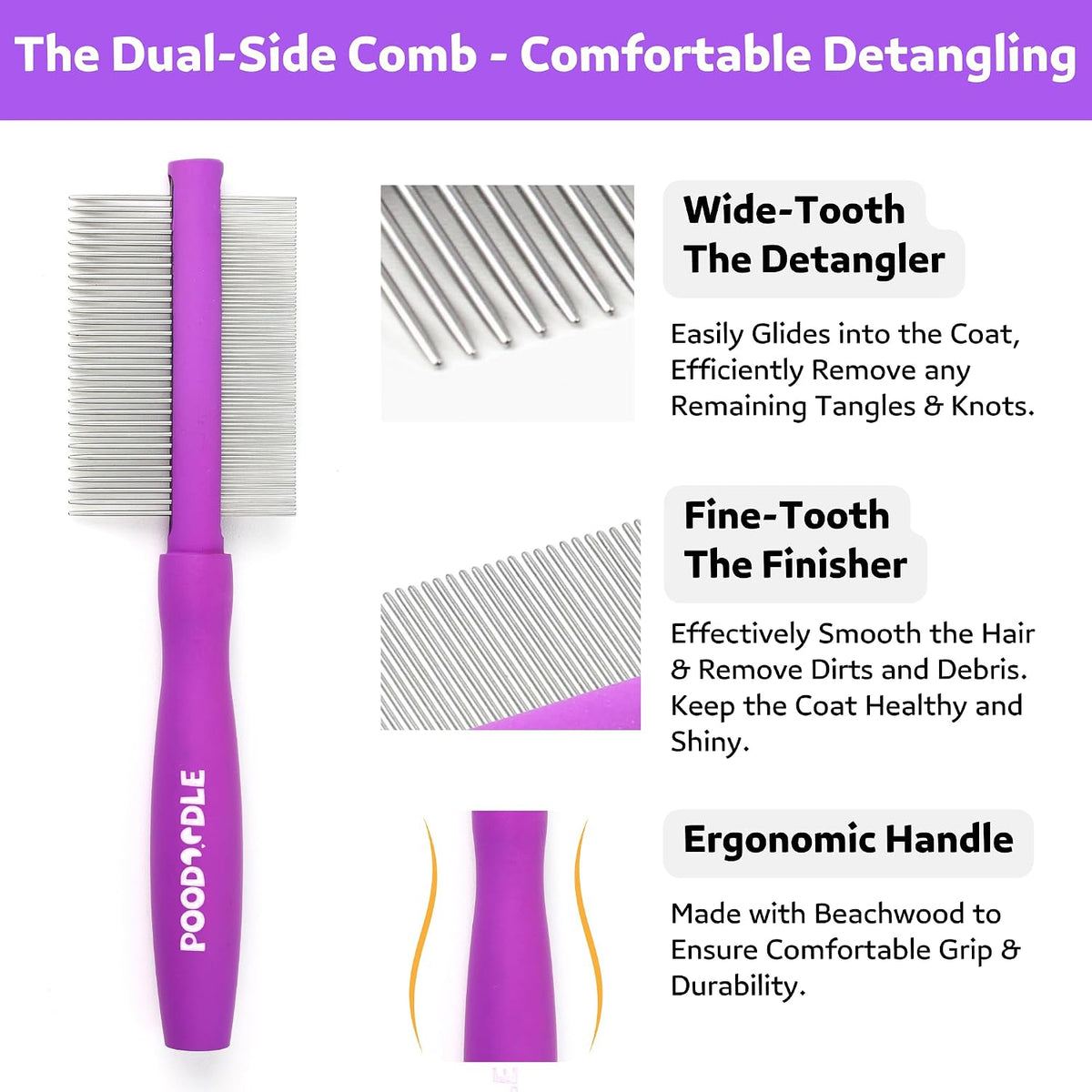 pain-free dematting comb kit for dogs & cats, side view