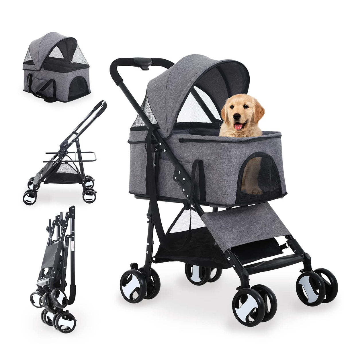 dog stroller 3-in-1 folding dog stroller for medium, main product view