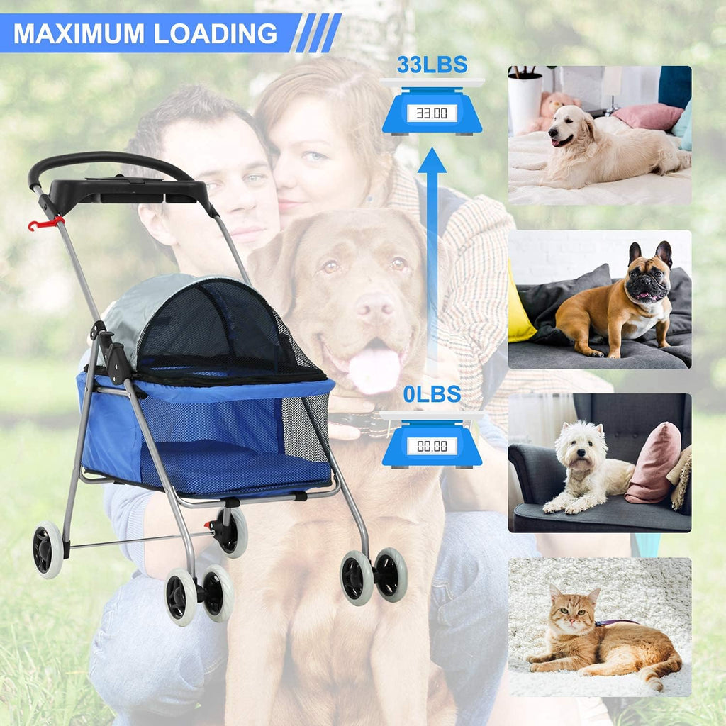 meet perfect pet stroller for small/medium dogs & showing dimensions