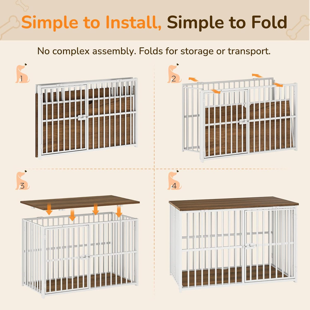 yatiney foldable dog crate furniture, 37.4" dog kennel shown in use