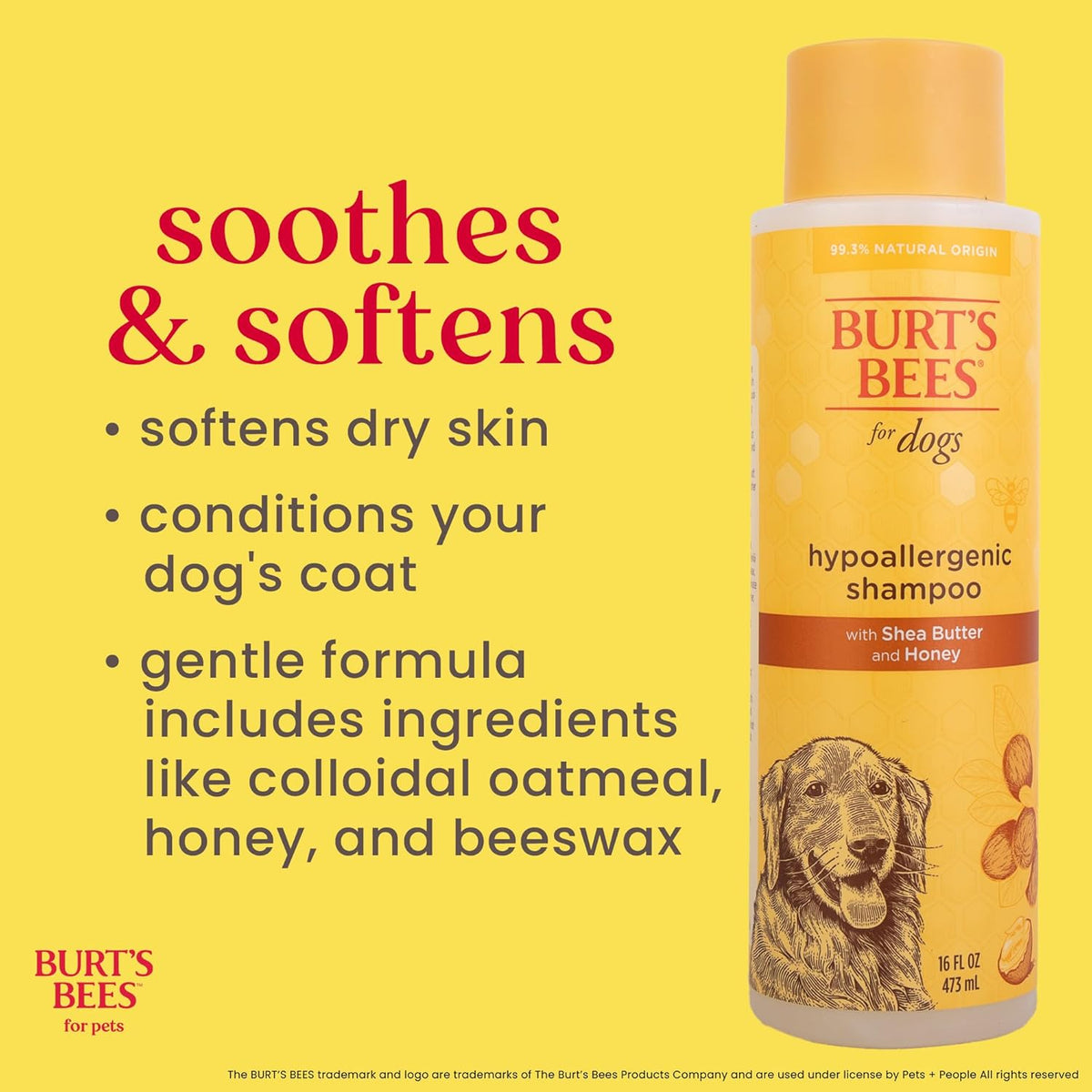 burts bees for pets hypoallergenic dog shampoo, 16, close-up detail