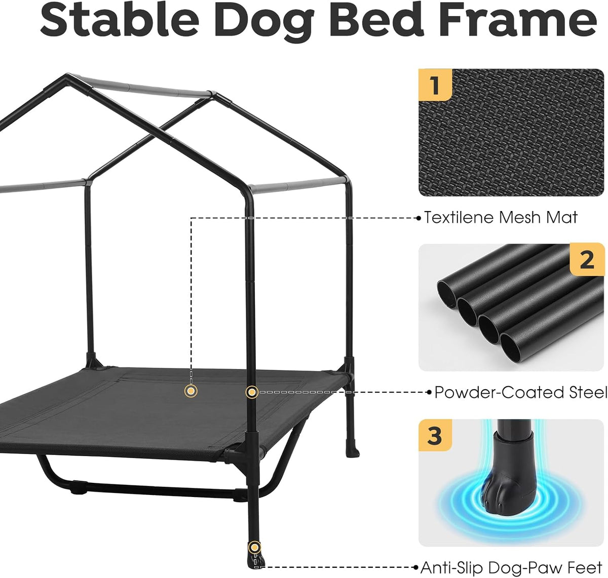veehoo 47" dog house, 2-in-1 x-large dog house showing dimensions