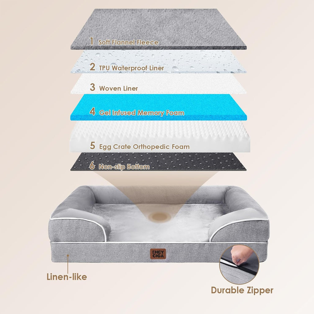 eheyciga orthopedic small dog bed, waterproof memory foam showing dimensions