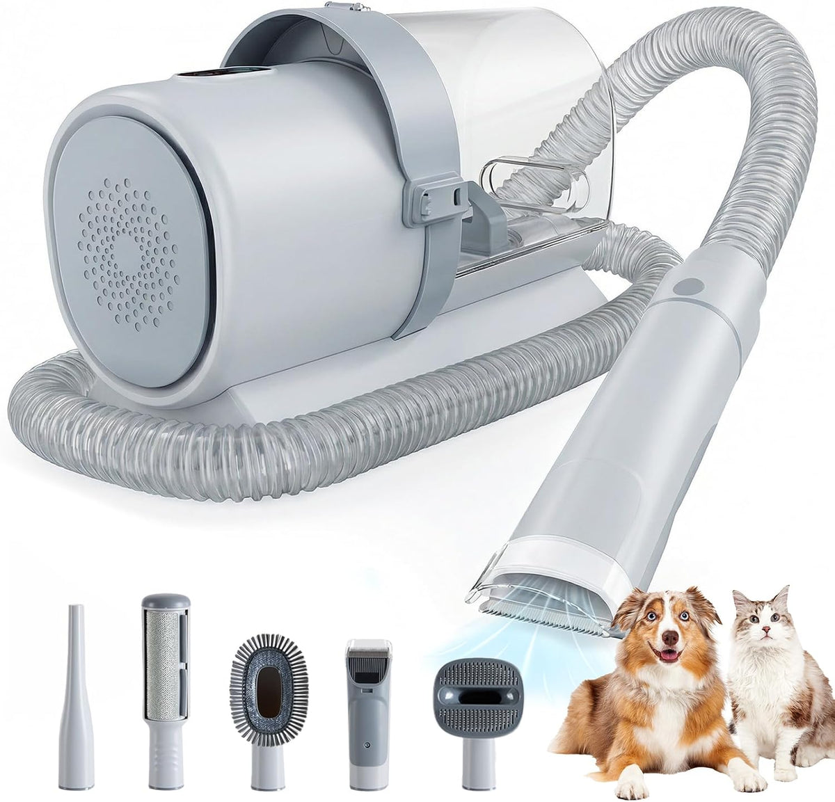 dumos dog grooming vacuum kit, pet hair clipper, main product view