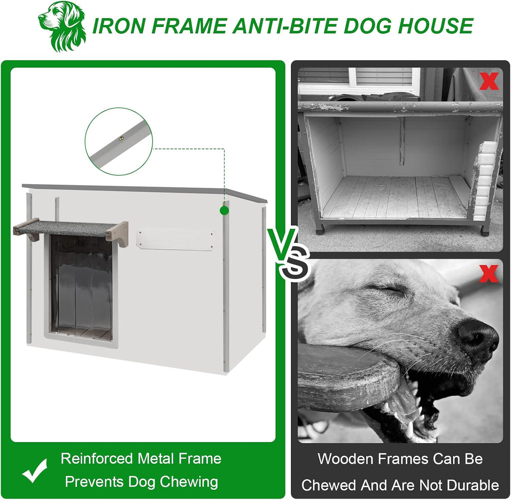 gowoodhut dog house outdoor weatherproof & wooden dog, side view