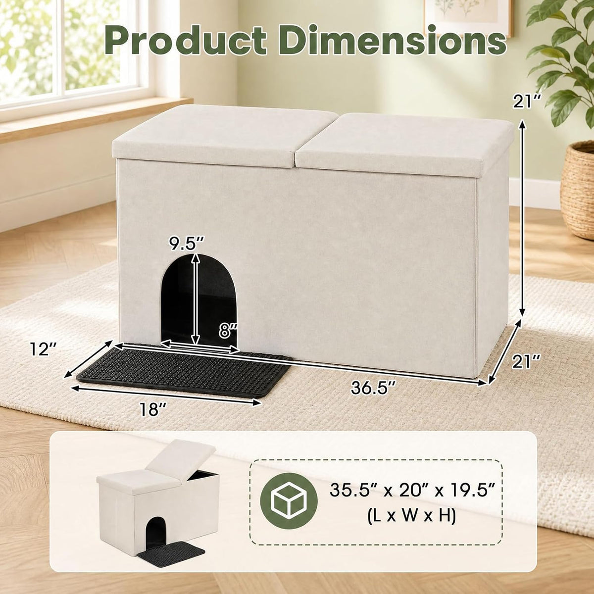 giantex 36.5" l cat litter box enclosure furniture shown in use