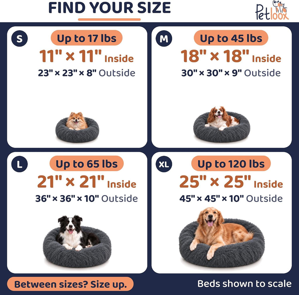 calming donut dog bed for small dogs, round shown in use