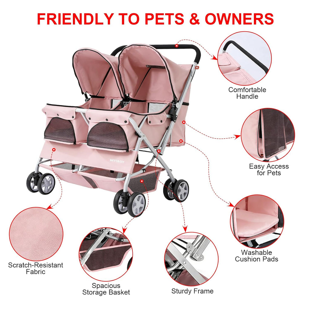 double pet stroller for 2 small dogs &, close-up detail