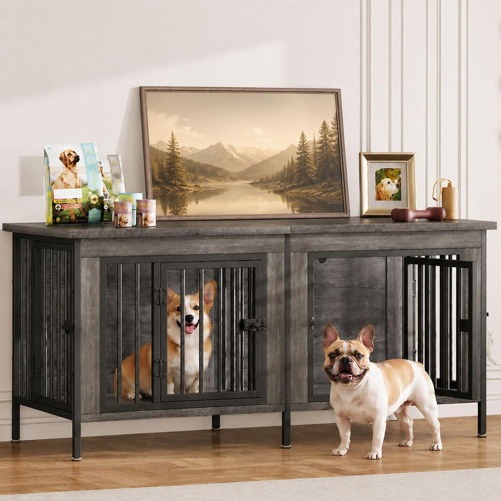 dumos 54" dog crate furniture for 2 dogs, main product view