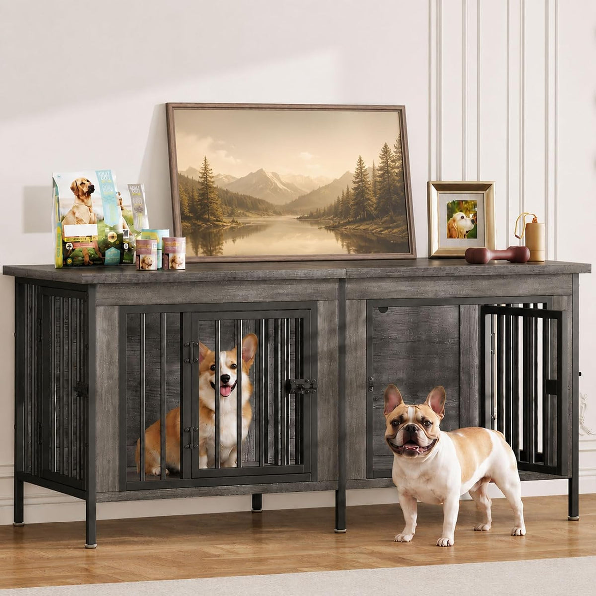 dumos 54" dog crate furniture for 2 dogs, main product view