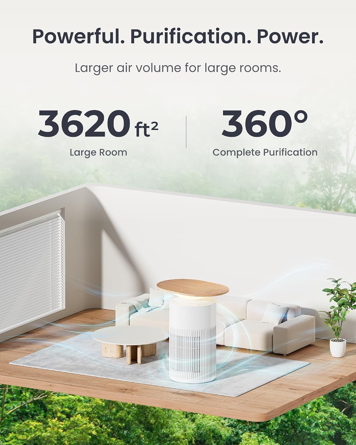 switchbot air purifier for home large room, matter, side view