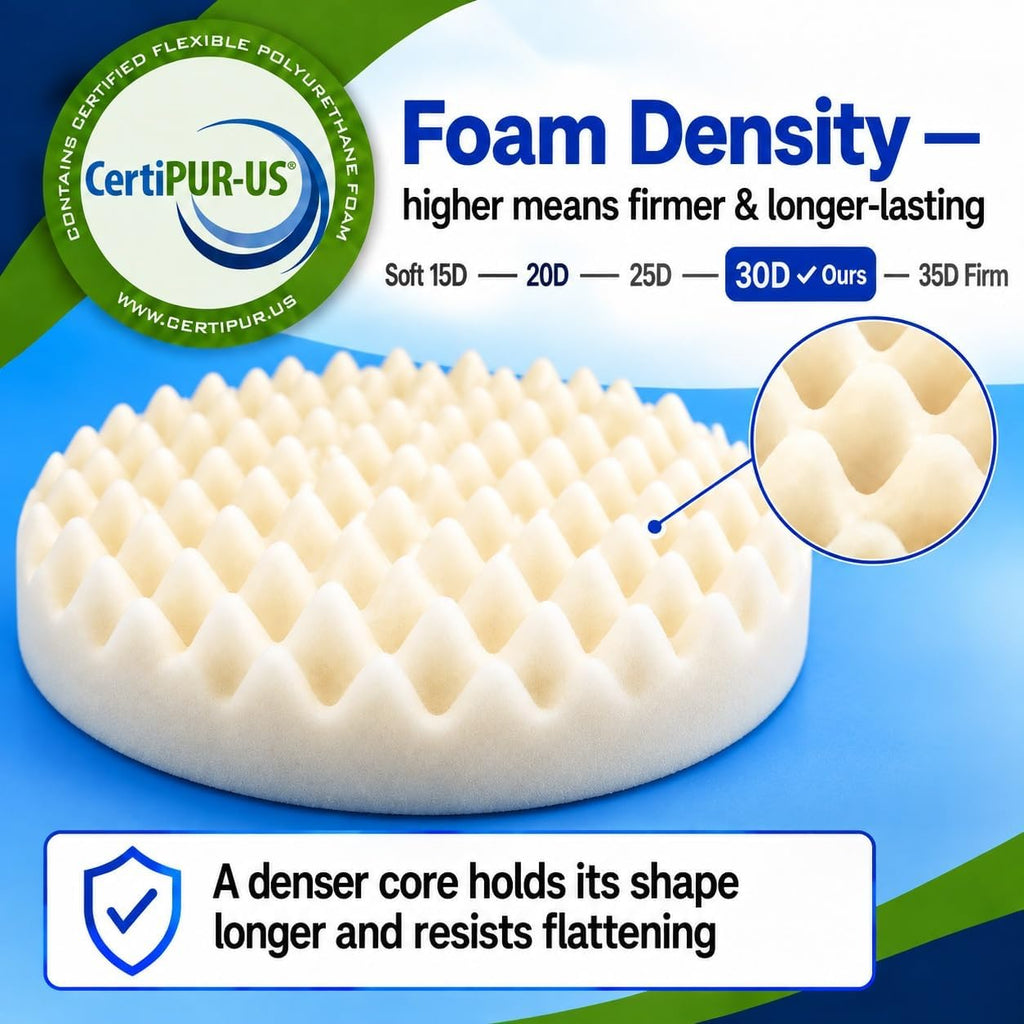 waterproof round dog bed orthopedic egg crate foam, close-up detail