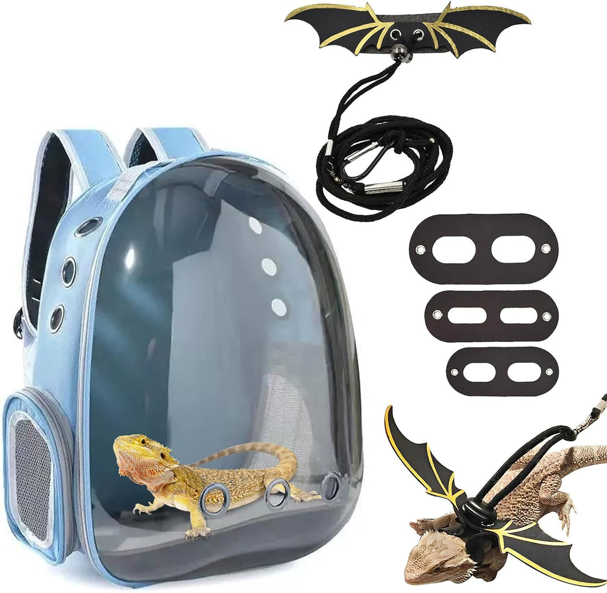 kathson bearded dragon carrier with harness and leash, main product view