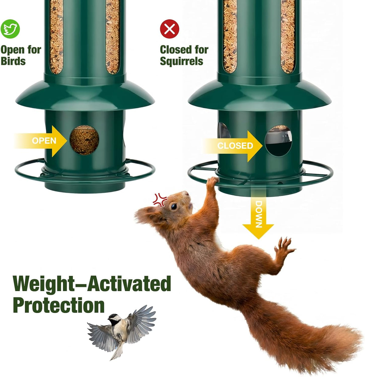 kingsyard squirrel proof hanging bird feeder for outdoors, close-up detail