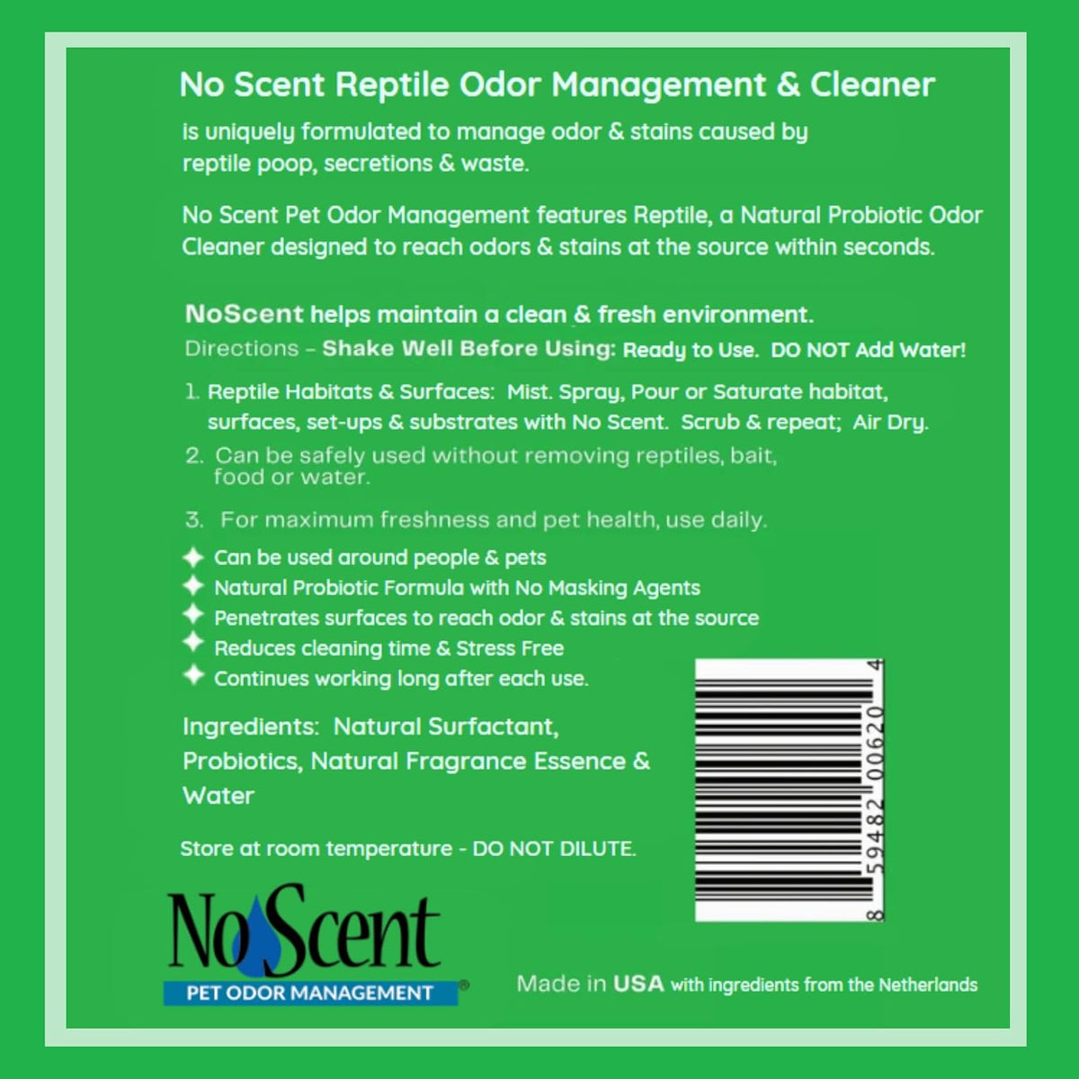 no scent reptile tank cleaner spray & pet, side view