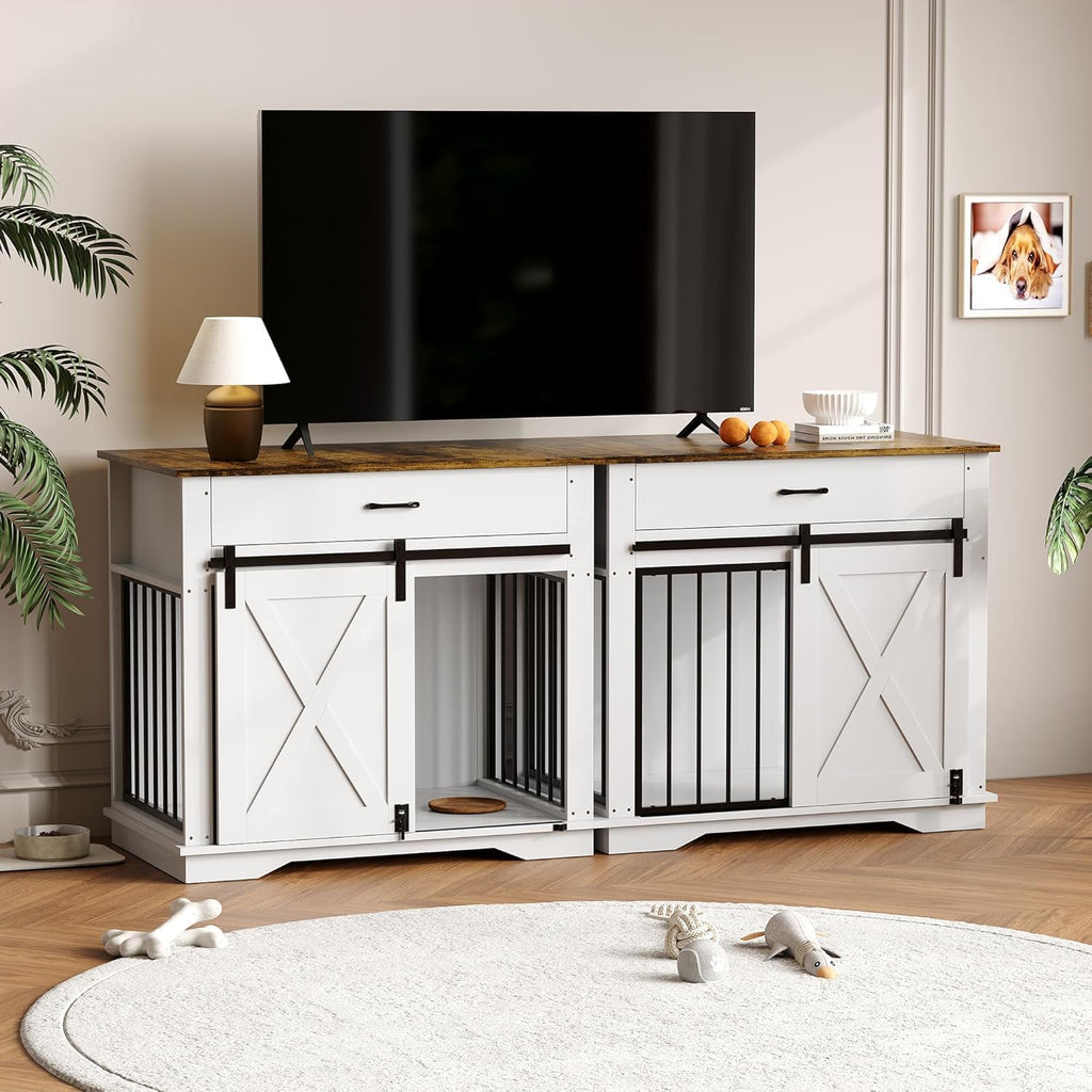 38" dog crate furniture, wooden dog furniture with, close-up detail