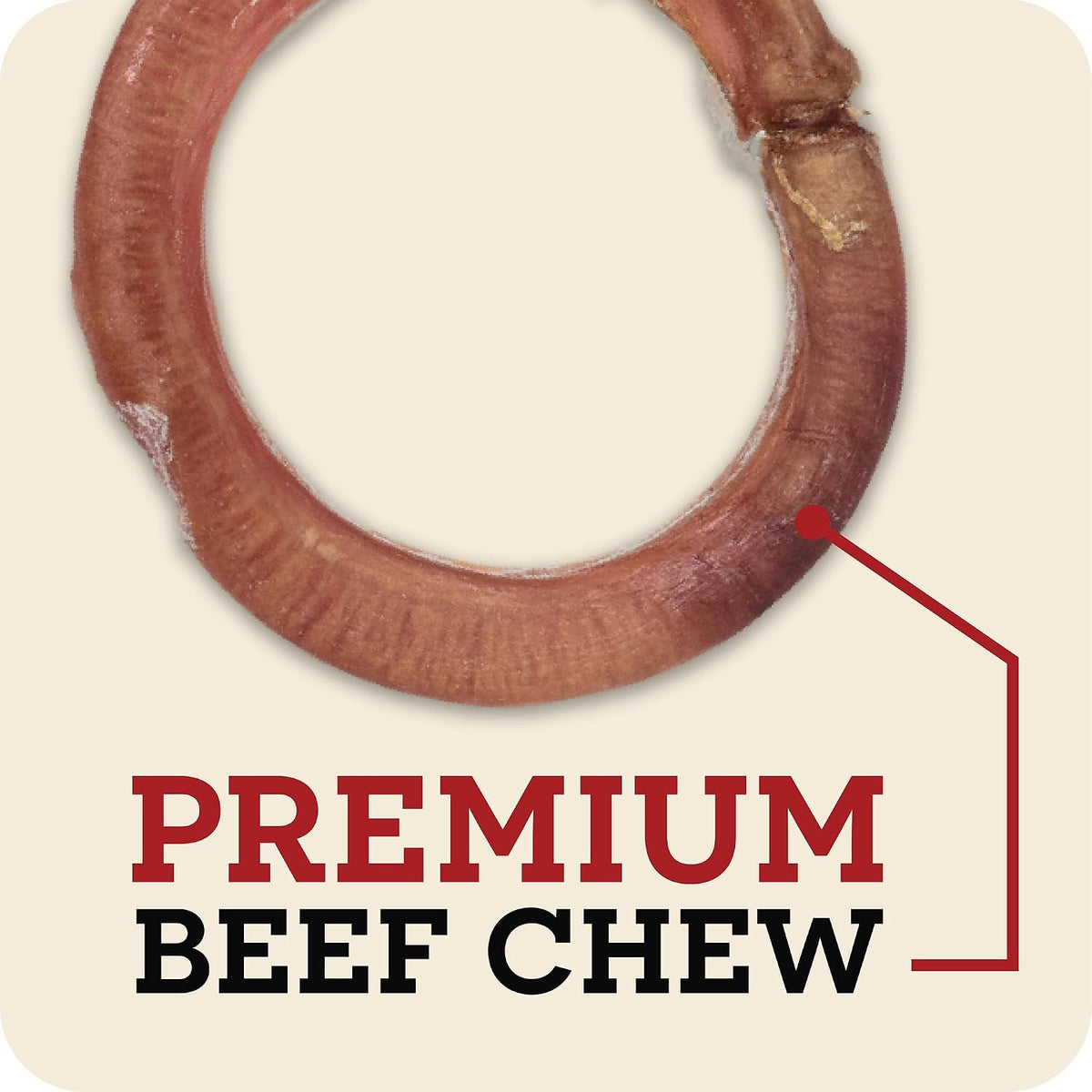 redbarn pet products 100% natural 4" bully stick, close-up detail