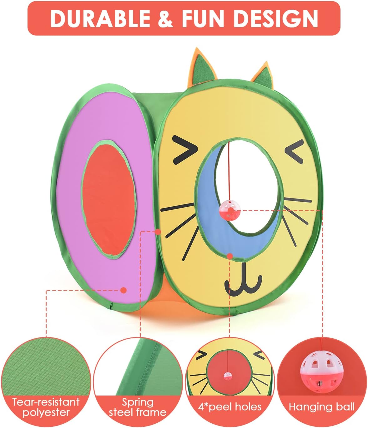 bissap pop up cat cube, collapsible cat hideouts shown in use