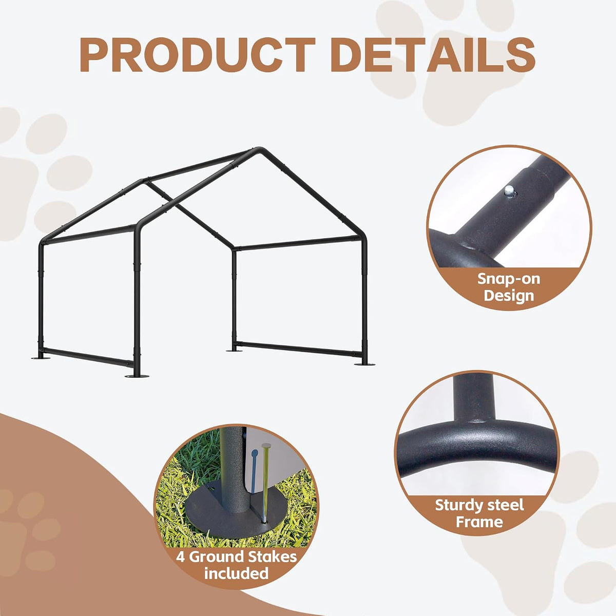 extra large dog shade shelter 4'x4'x3' waterproof, outdoor, close-up detail