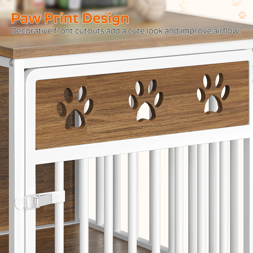 yatiney dog crate furniture, wooden dog kennel with showing dimensions